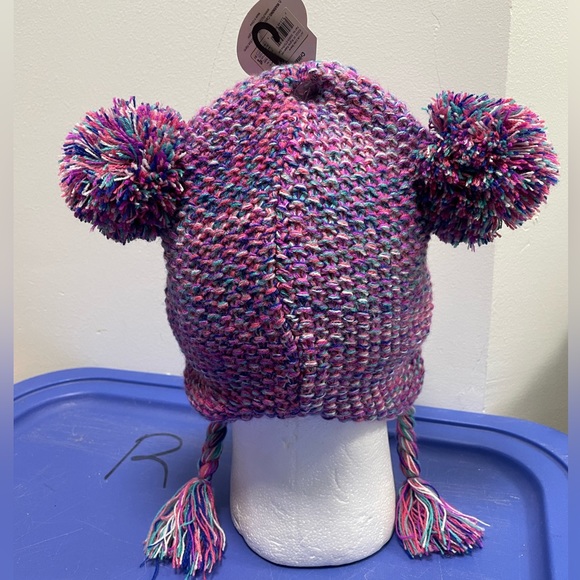 NWT Double Pom Critter Knit Beanie Kids Winter Wear Hat 24/7 Life Skiing - Picture 4 of 8